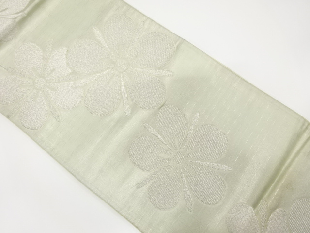 JAPANESE KIMONO / ANTIQUE FUKURO OBI / SILK / WOVEN FLOWERS